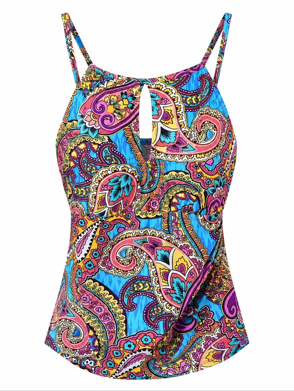 Ellen Tracy Paisley Tankini Colorful Tank Top Bikini Cutout 8 Swim Cruise Pool